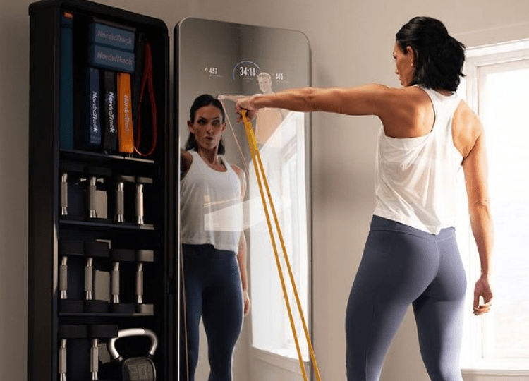 NordicTrack Vault Fitness Mirror Stores Weights For Workouts