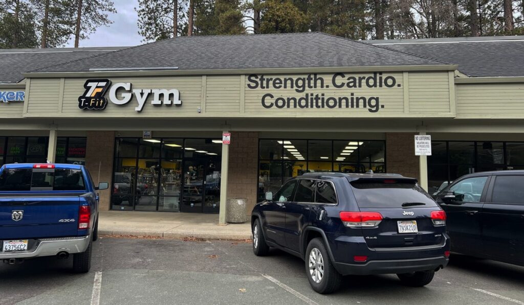 Gym storefront with strength cardio conditioning sign
